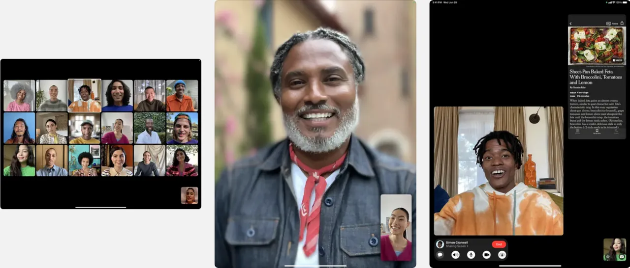 Interface Facetime on iPad.
