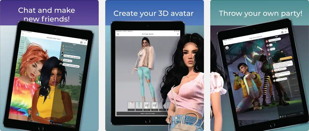 IMVU on PC by Metaverse get a lot of stuffs with good texture quality.