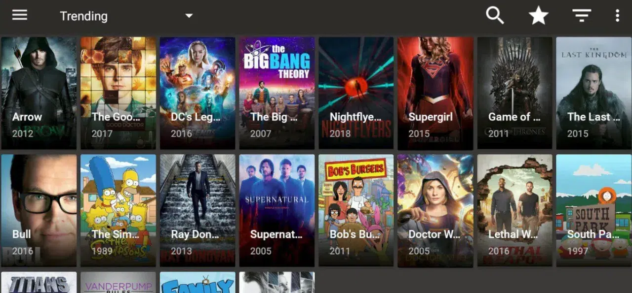 CyberflixTV for PC interface on an Android TV.