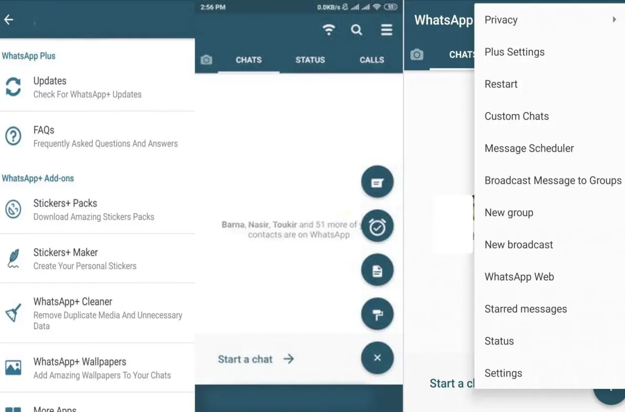 GB WhatsApp for PC interface on Android.