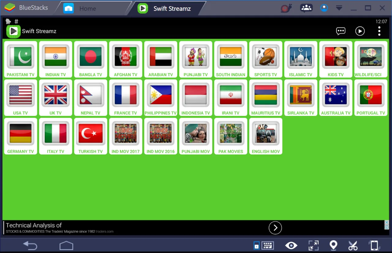 Swift Streamz for PC interface on Windows using an emulator like BlueStacks.