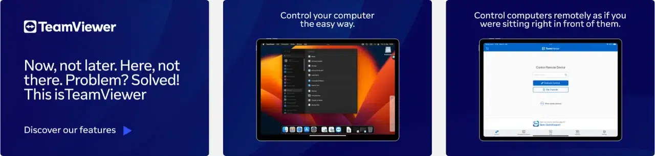 TeamViewer app for PC is available on iOS and Android.